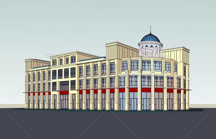 欧式沿街商业楼(49489)su模型下载