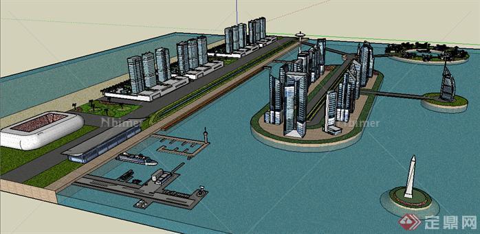 某现代滨海城市规划设计方案su模型