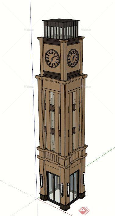 新古典钟楼设计SU模型