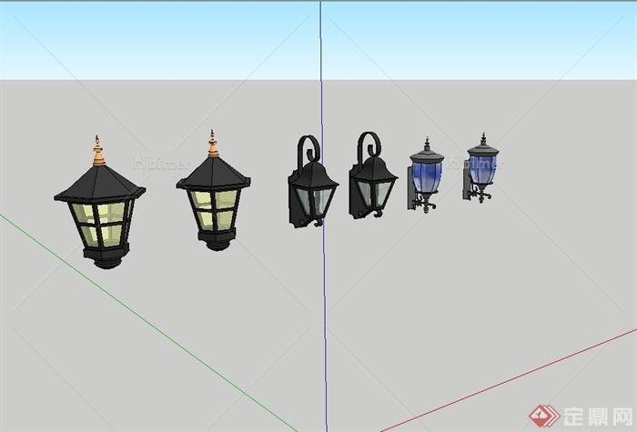 某欧式风格三对壁灯设计su模型[原创]