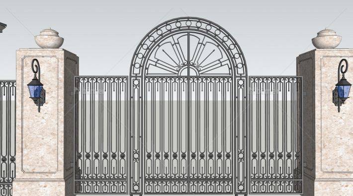 自建铁艺大门(71695)su模型下载