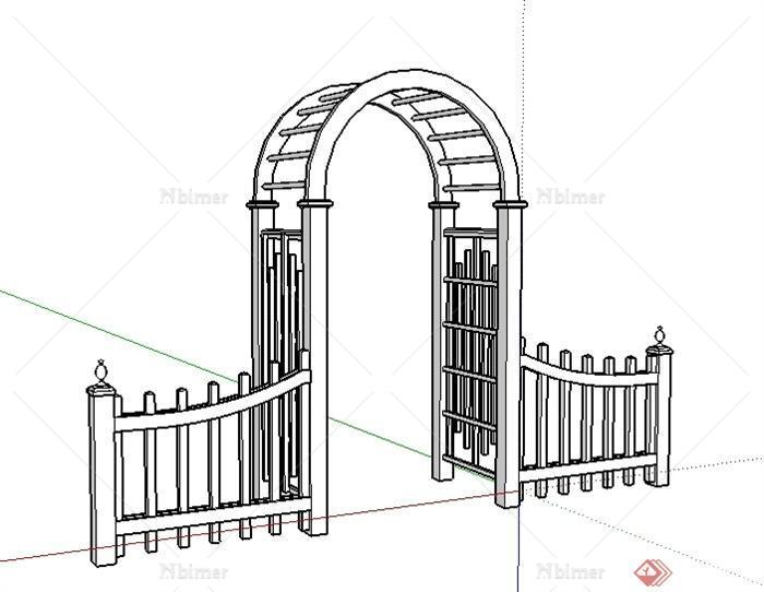 某现代园林景观拱形花架门设计SU模型