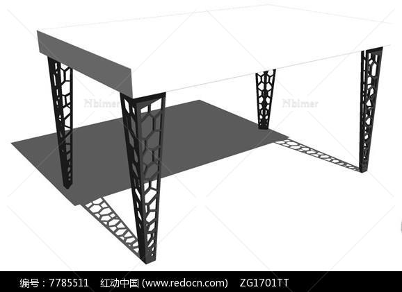 现代镂空金属茶几桌子SU