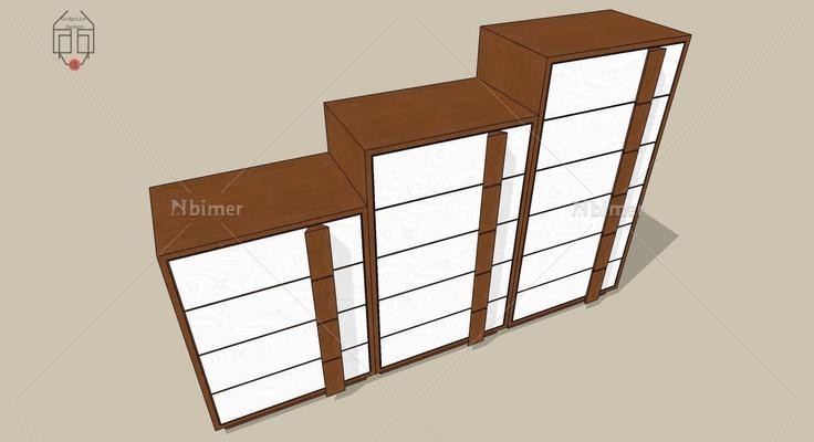 斗柜 北欧 现代 拼色(190502)su模型下载