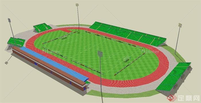现代风格户外足球场SU模型
