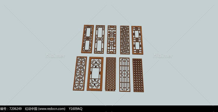 长方形镂空窗花SU模型