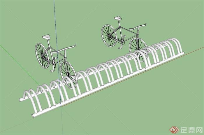 简约自行车停放架设计SU模型