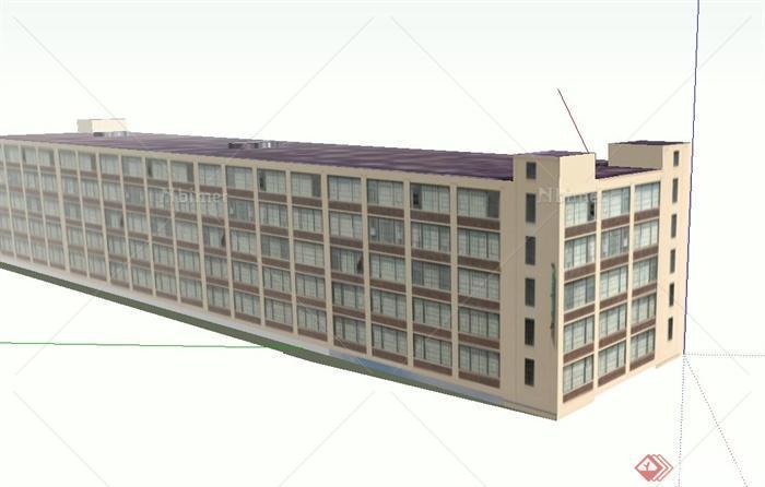 某现代风格五层学生宿舍建筑设计SU模型