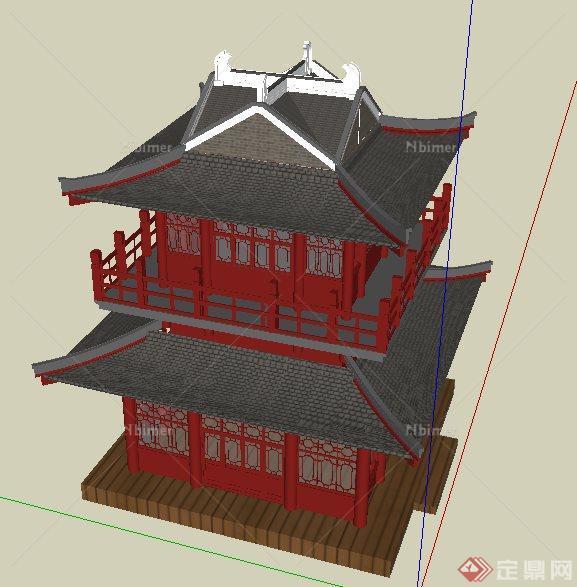 中式风格古建塔楼设计su模型