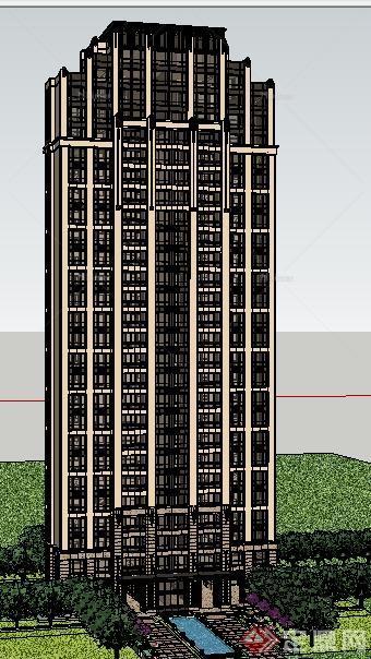 某现代独栋居住建筑设计SU模型