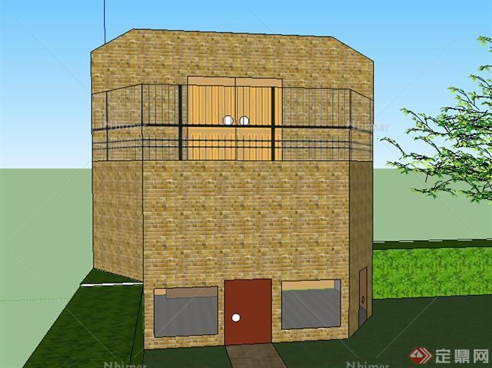 某室外2层小别墅设计SU模型