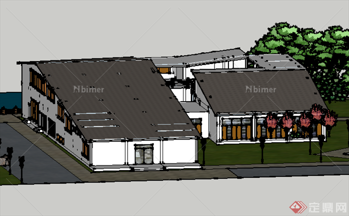 某现代风格博物馆建筑设计SU模型素材21