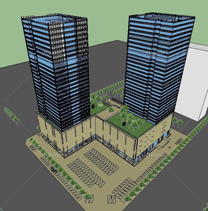 建设大厦建筑方案SketchUp精致设计模型[原创]