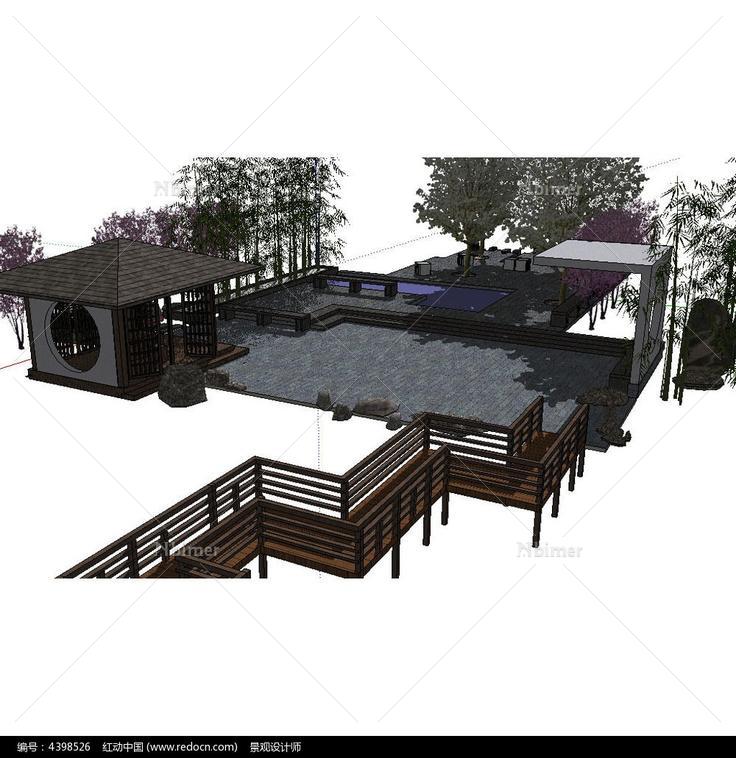 中式庭院空间草图大师模型