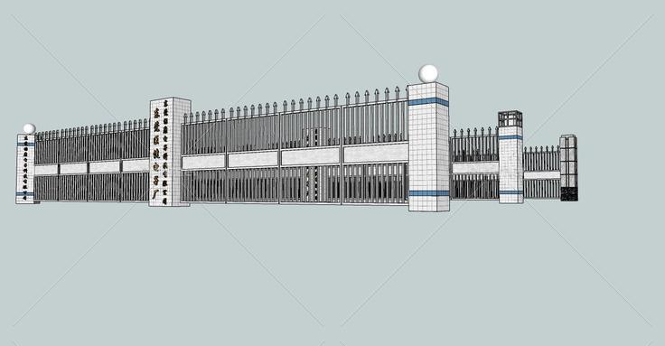 建筑构件-围墙(77617)su模型下载