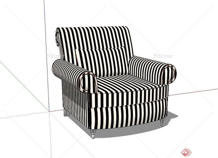 现代风格独特单人沙发椅设计SU模型[原创]