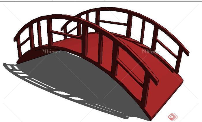 简约红色拱形桥su模型[原创]