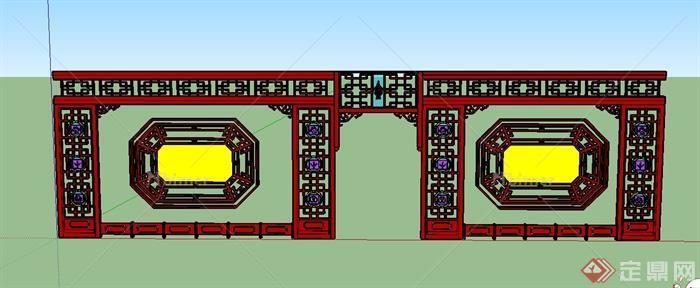 室内镂空隔断墙设计SU模型