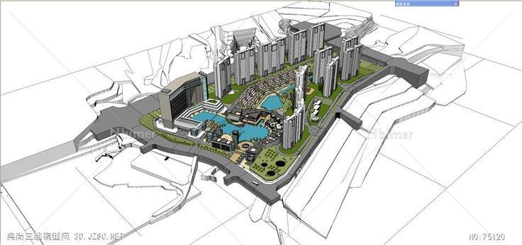大型山地商业住宅广场模型