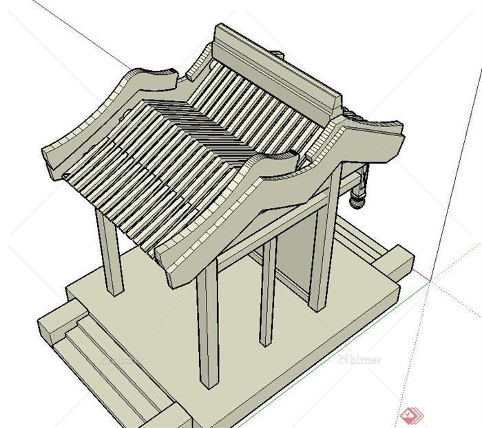 古典中式入口门设计SU模型