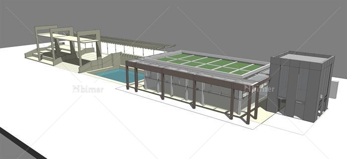 某现代简约售楼中心建筑su模型