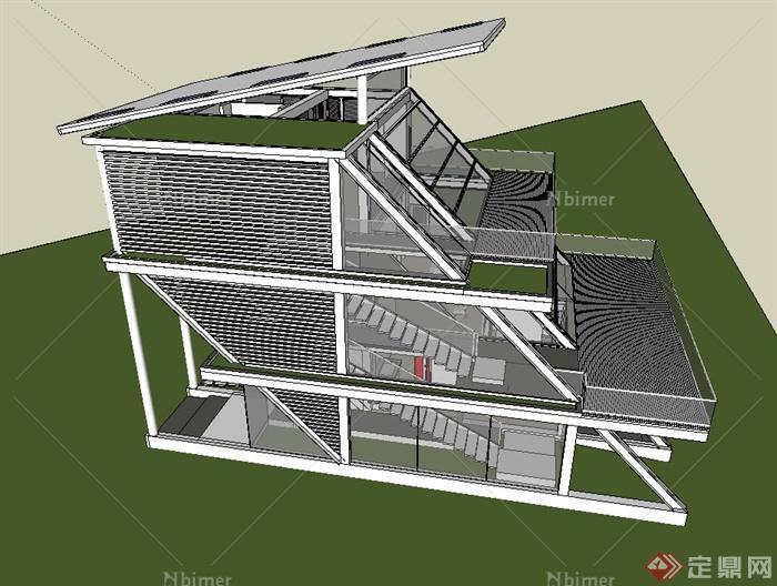 某特色现代住宅楼建筑设计SU模型