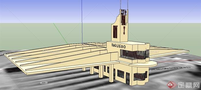 国外未来主义风格加油站建筑设计SU模型