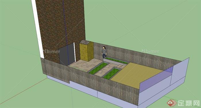 某现代高层建筑庭院景观设计SU模型