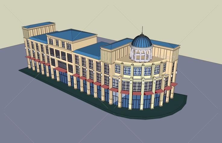 欧式沿街商业楼(49489)su模型下载