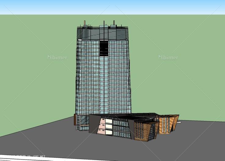 造型丰富的办公楼 高层办公楼su模型