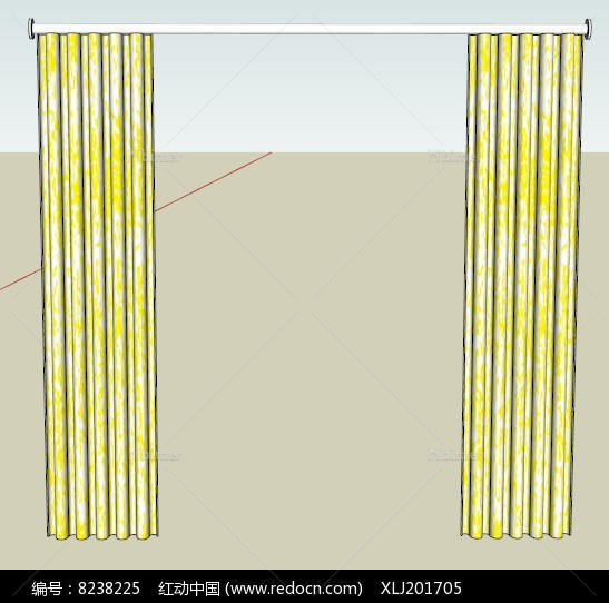 黄色双侧窗帘