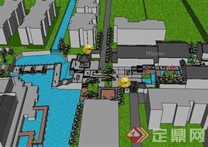 某新中式商业建筑景观设计SU模型