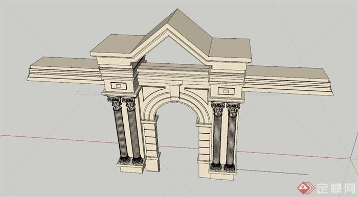 入口欧式拱门设计SU模型