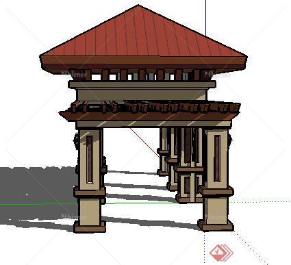 园林景观之新古典风格廊亭组合设计su模型