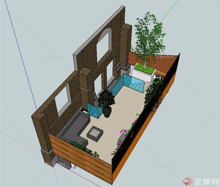 某住宅小型庭院景观设计SU模型1