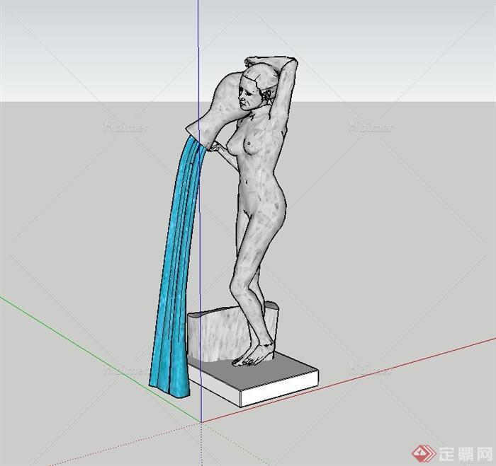 裸女雕塑设计su模型