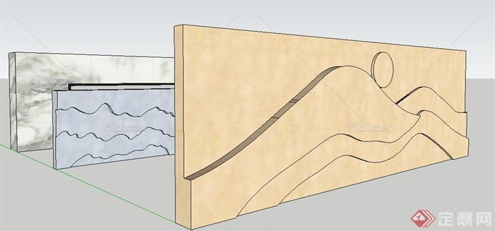四款现代简约景墙设计su模型