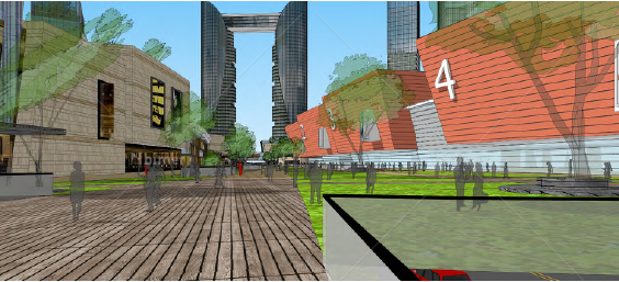 商业区商业街建筑景观设计su模型