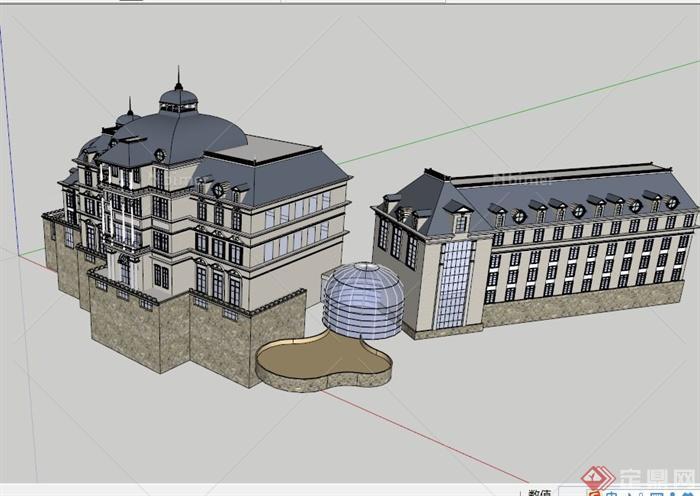 法国古堡建筑设计SU模型[原创]