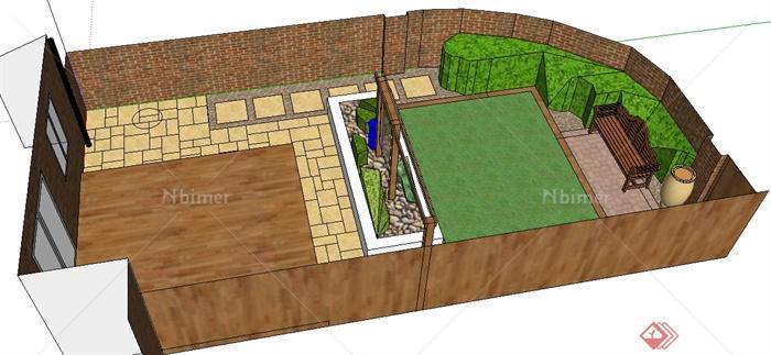 某住宅庭院花园景观设计整体SU模型