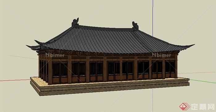 某中式旅游景区古建设计SU模型素材