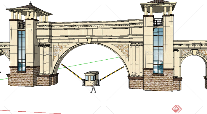 某现代风格园林景观大门设计SU模型素材68