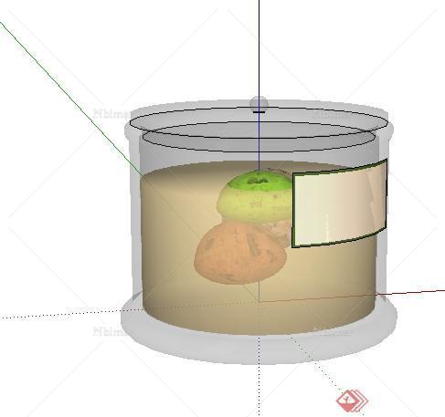 一个圆形玻璃储物罐su模型