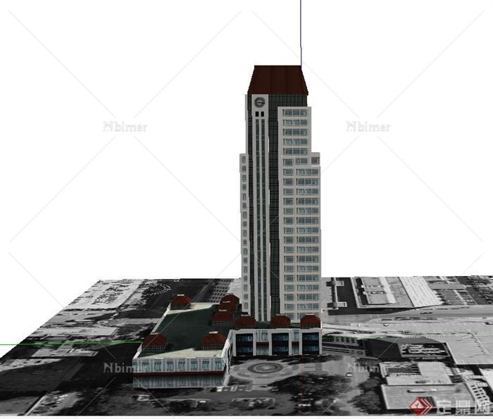 某高层银行办公大厦建筑设计SU模型