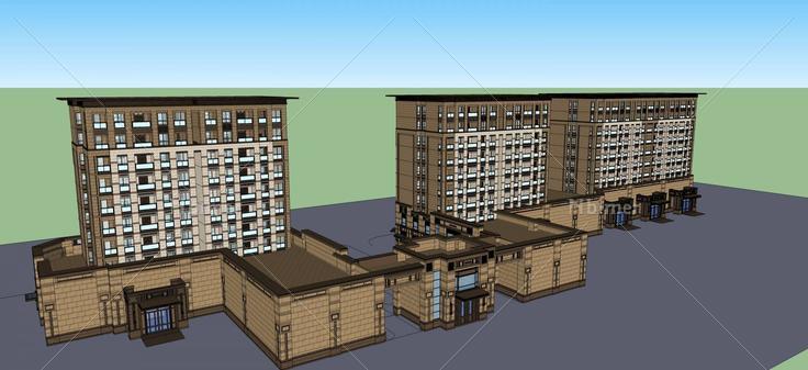 古典风格高层住宅(49571)su模型下载