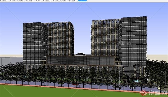 某高层商业建筑楼设计SU模型（含环境）