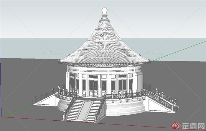 一套古典中式文化建筑SU设计模型
