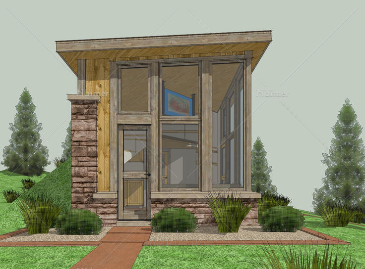 精致现代山地小型别墅设计方案sketchup模型