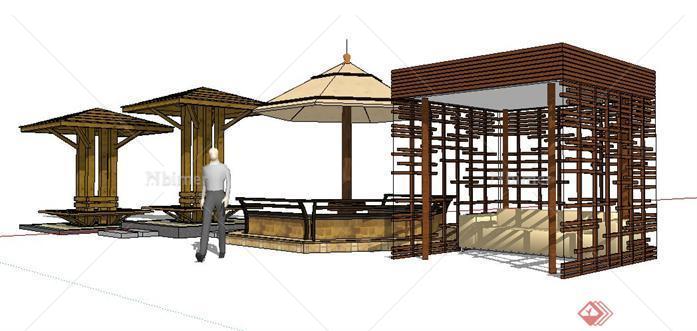 某小區4款現代風格景觀亭設計sketchup(su)3d模型