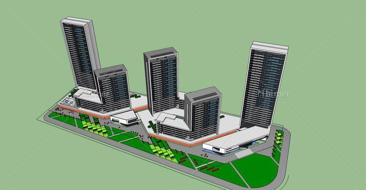 现代高层办公楼(73354)su模型下载